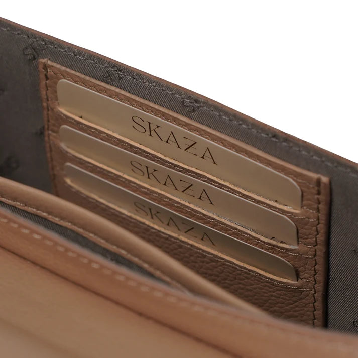 Skaza Beige Structured Leather Top-Handle Bag