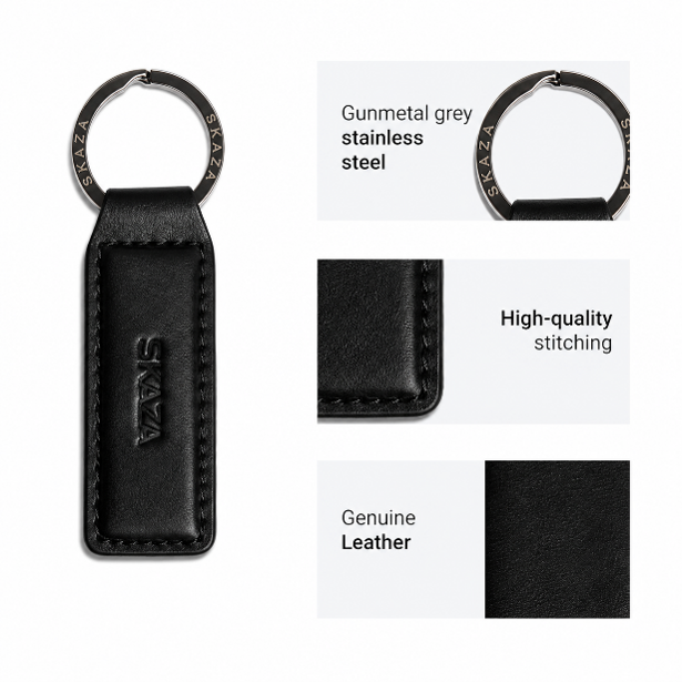 Skaza Signature Black Leather Keychain