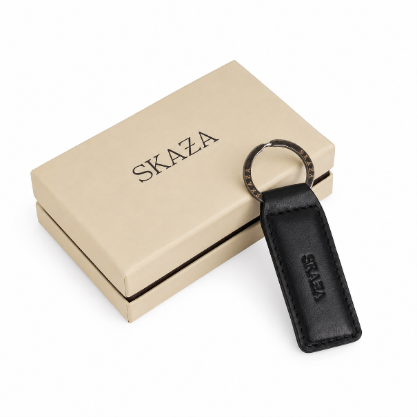 Skaza Signature Black Leather Keychain