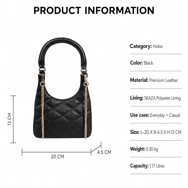 Skaza Black Quilted Leather Shoulder Bag