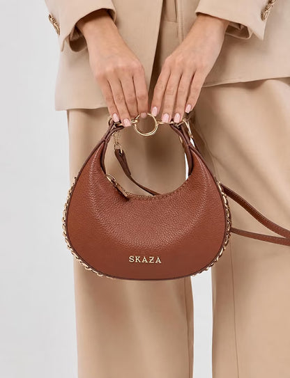 Skaza Tan Crescent Leather Mini Bag