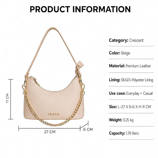 Skaza Beige Leather Shoulder Bag