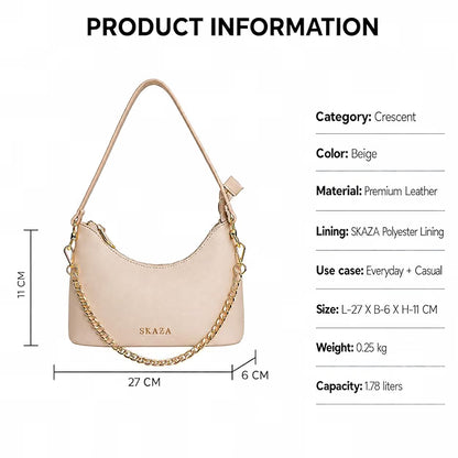 Skaza Beige Leather Shoulder Bag