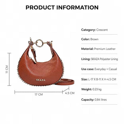 Skaza Tan Crescent Leather Mini Bag