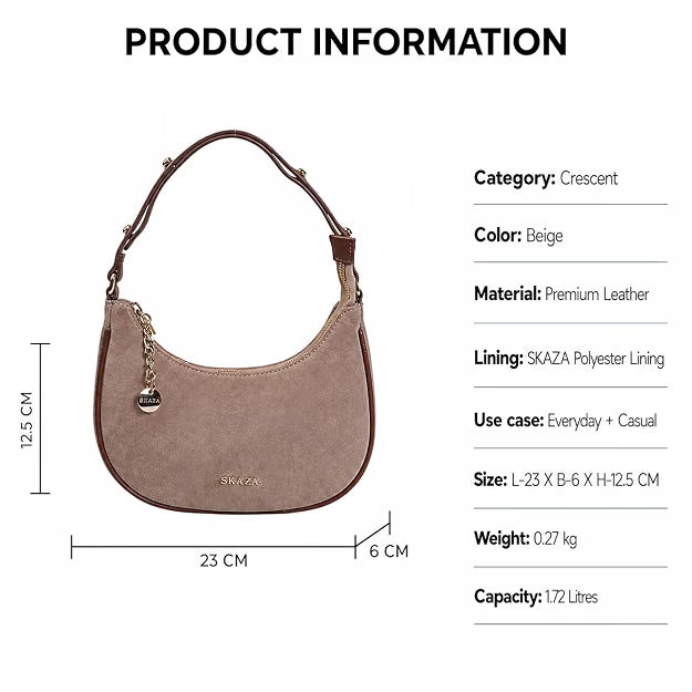 Skaza Beige Suede Shoulder Bag