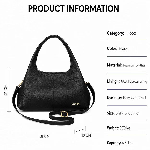 Skaza Black Hobo Handbag