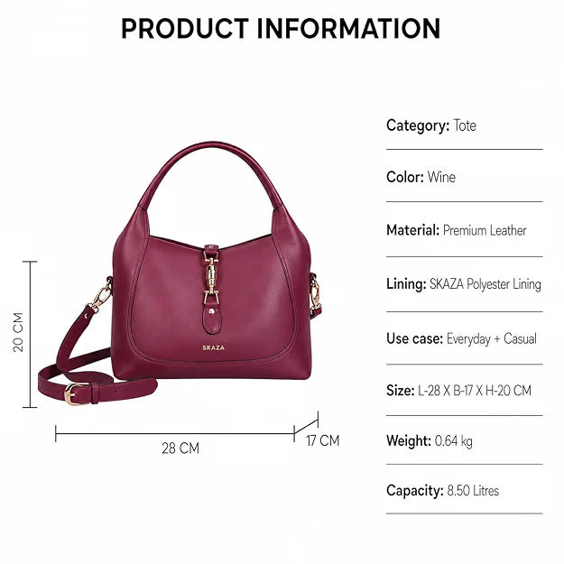 Skaza Wine Leather Top-Handle Bag
