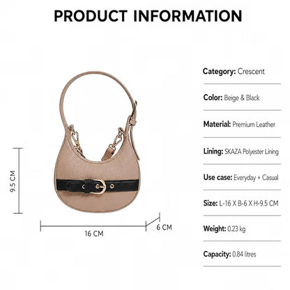 Skaza Beige & Black Structured Shoulder Bag