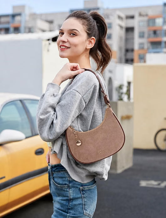 Skaza Beige Suede Shoulder Bag