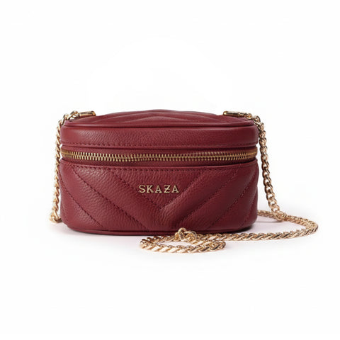 Skaza Wine Quilted Mini Shoulder Bag