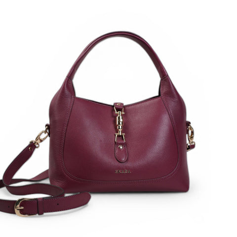 Skaza Wine Leather Top-Handle Bag