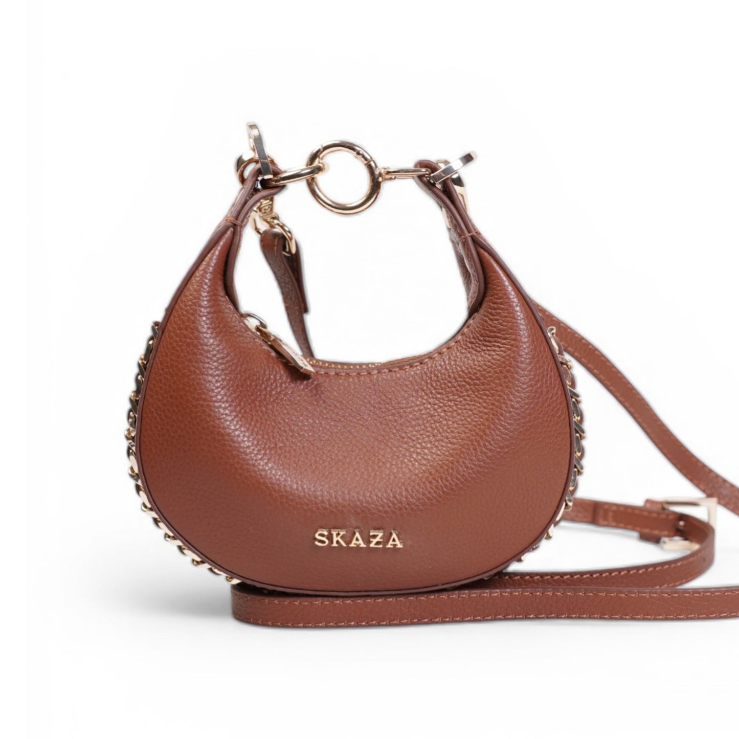 Skaza Tan Crescent Leather Mini Bag