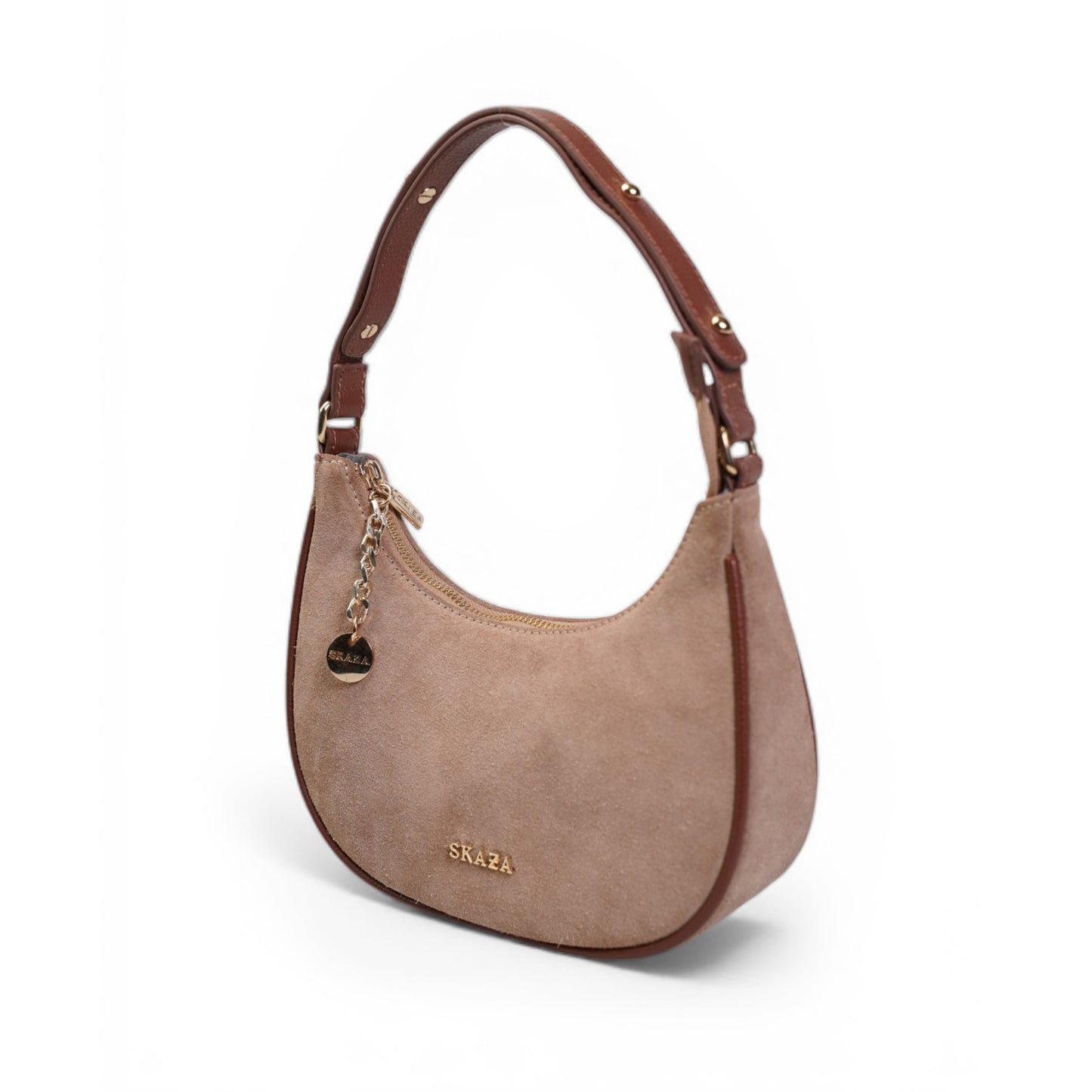 Skaza Beige Suede Shoulder Bag