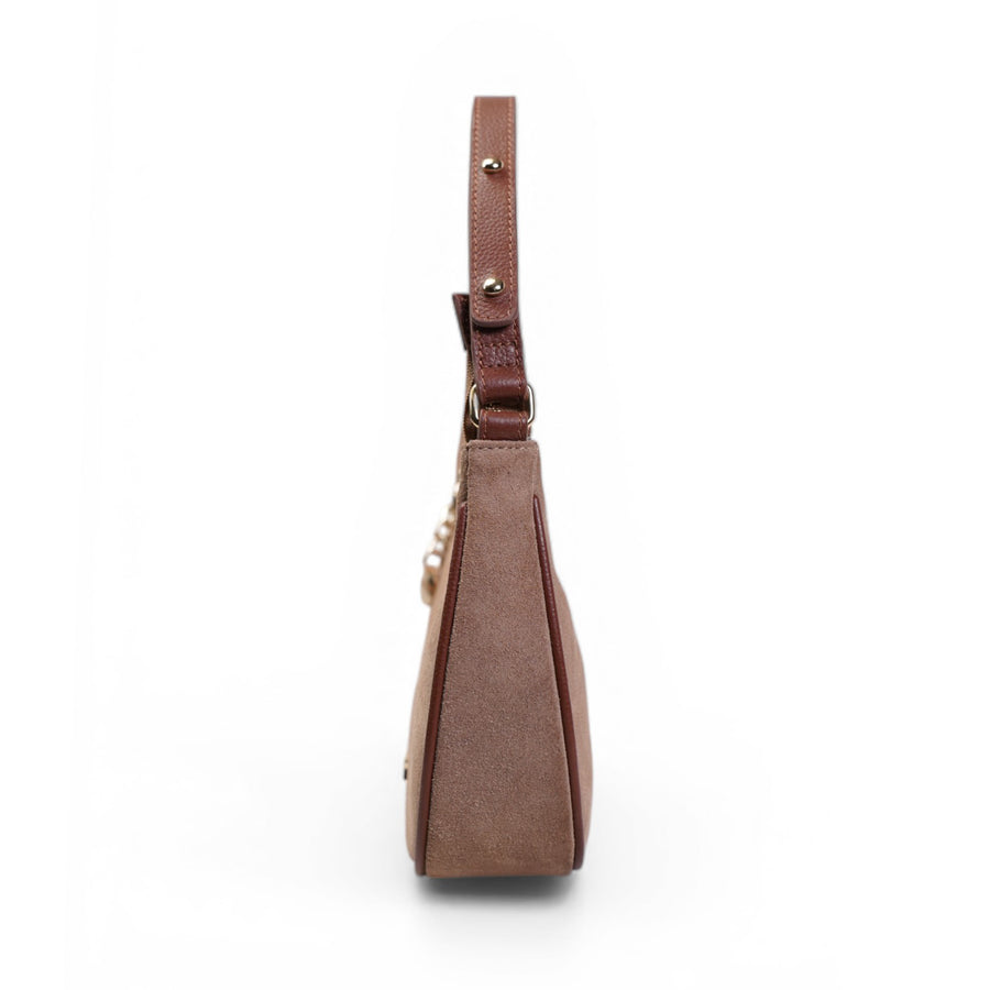 Skaza Beige Suede Shoulder Bag