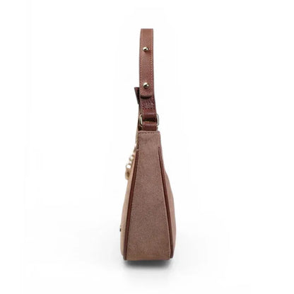 Skaza Beige Suede Shoulder Bag