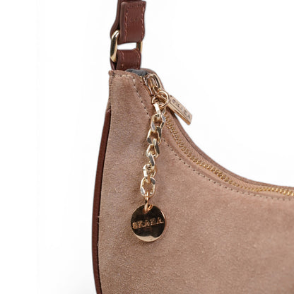 Skaza Beige Suede Shoulder Bag
