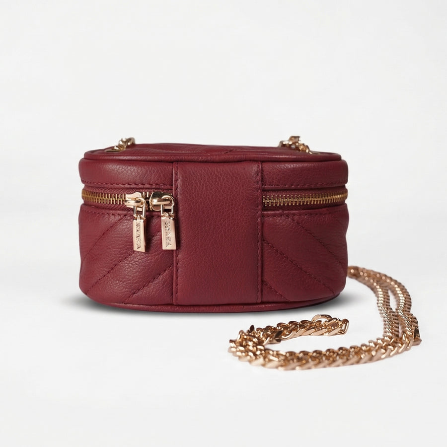 Skaza Wine Quilted Mini Shoulder Bag