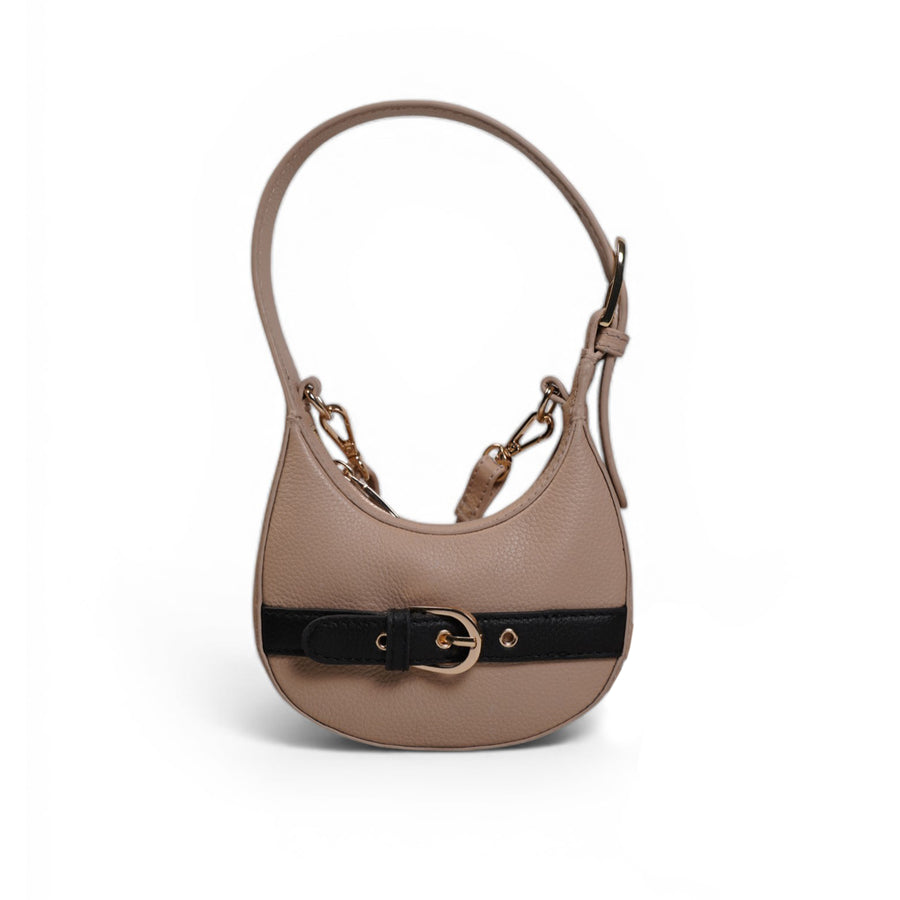 Skaza Beige & Black Structured Shoulder Bag