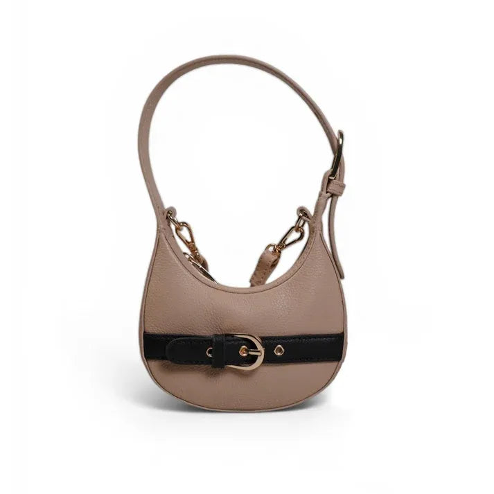 Skaza Beige & Black Structured Shoulder Bag