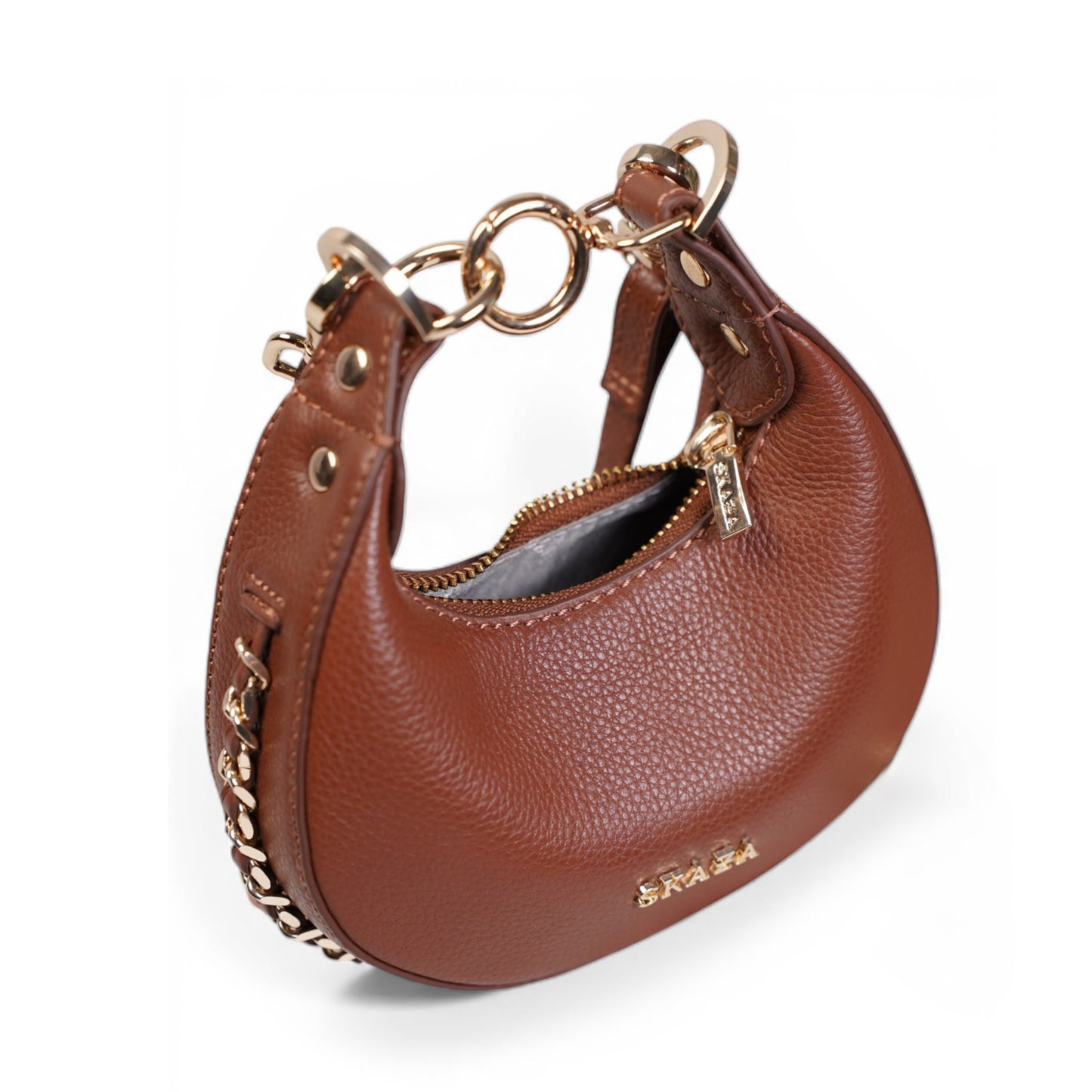 Skaza Tan Crescent Leather Mini Bag