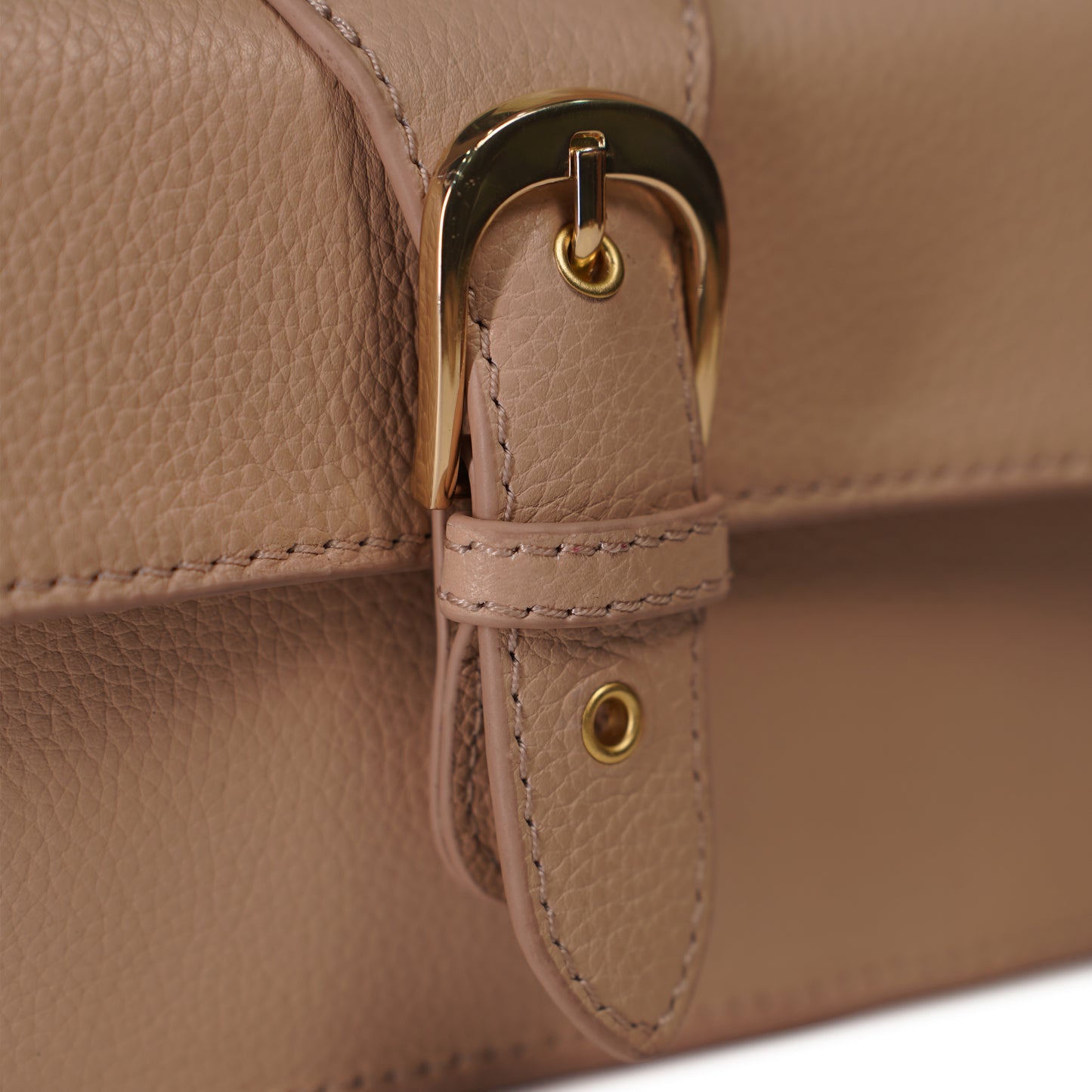 Skaza Beige Structured Leather Top-Handle Bag