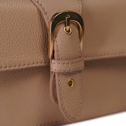Skaza Beige Structured Leather Top-Handle Bag