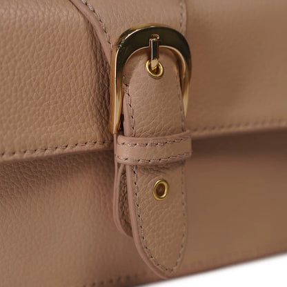 Skaza Beige Structured Leather Top-Handle Bag