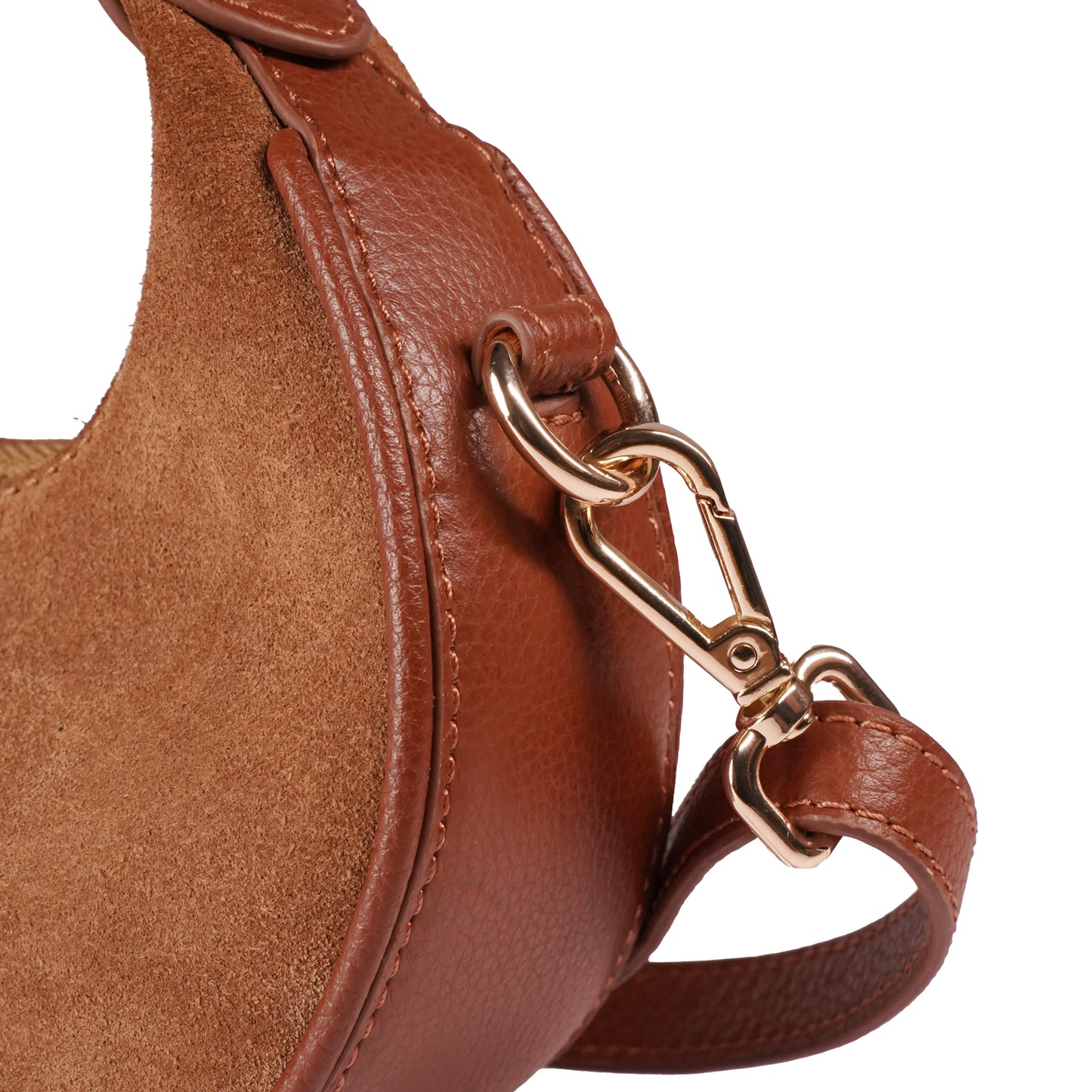 Skaza Tan Crescent Suede Shoulder Bag