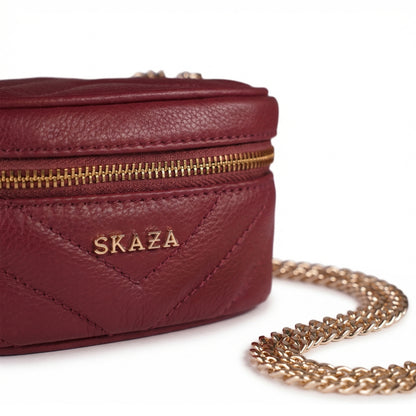 Skaza Wine Quilted Mini Shoulder Bag