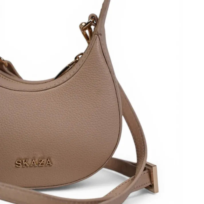 Skaza Beige & Black Structured Shoulder Bag