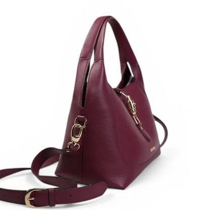 Skaza Wine Leather Top-Handle Bag