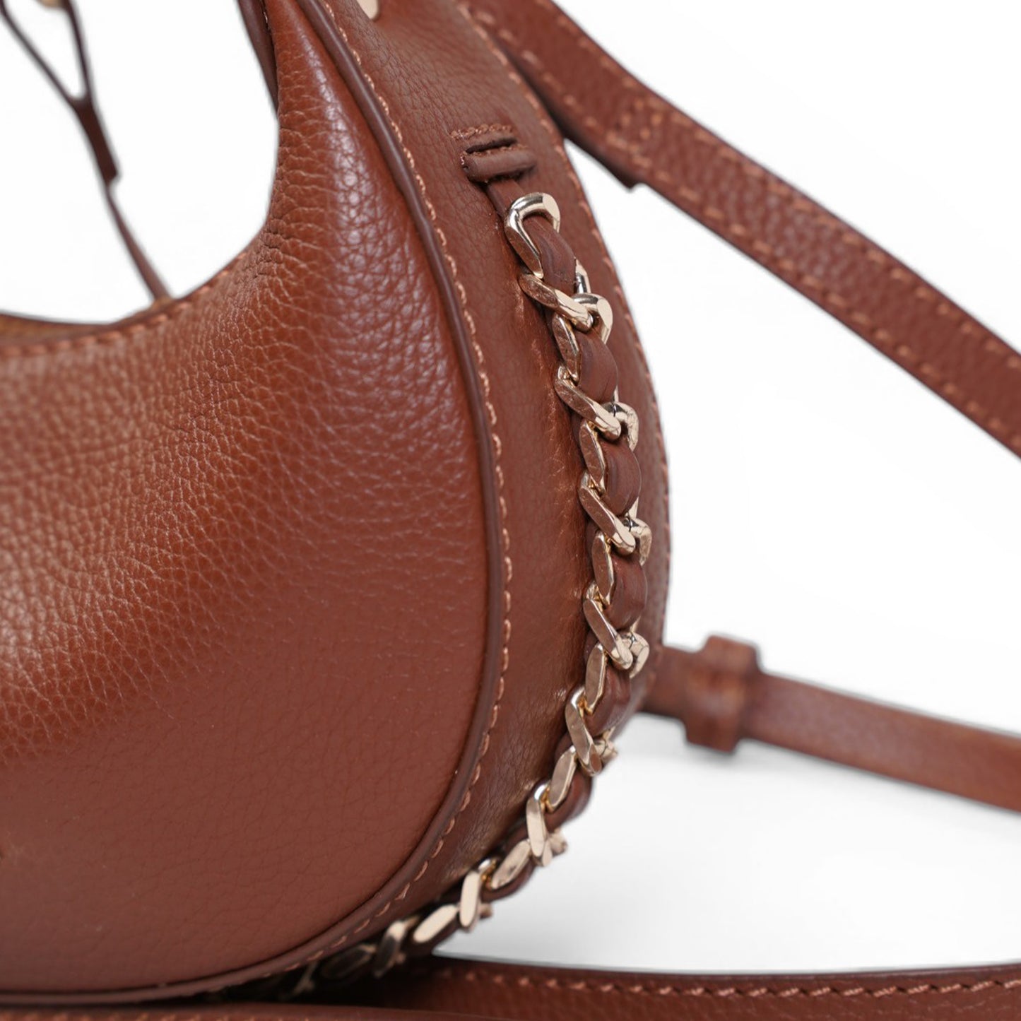 Skaza Tan Crescent Leather Mini Bag