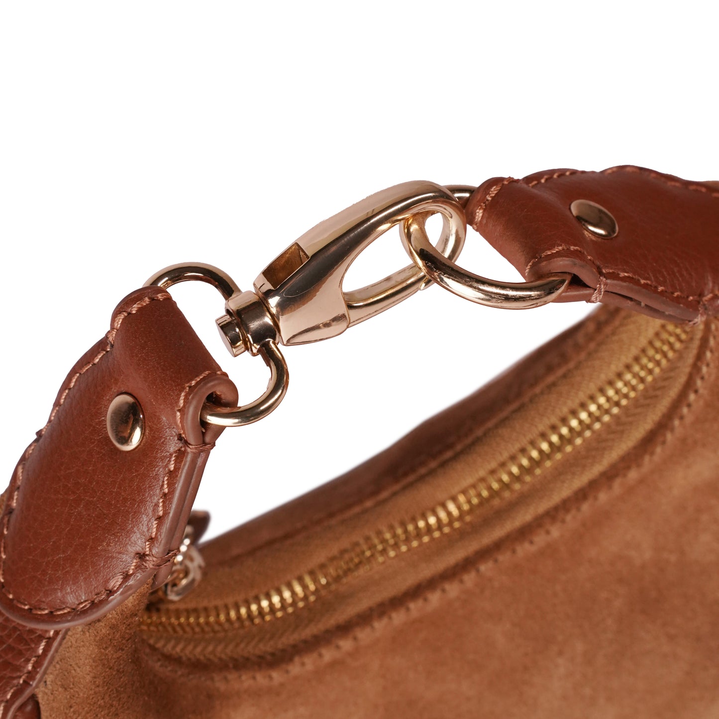 Skaza Tan Crescent Suede Shoulder Bag