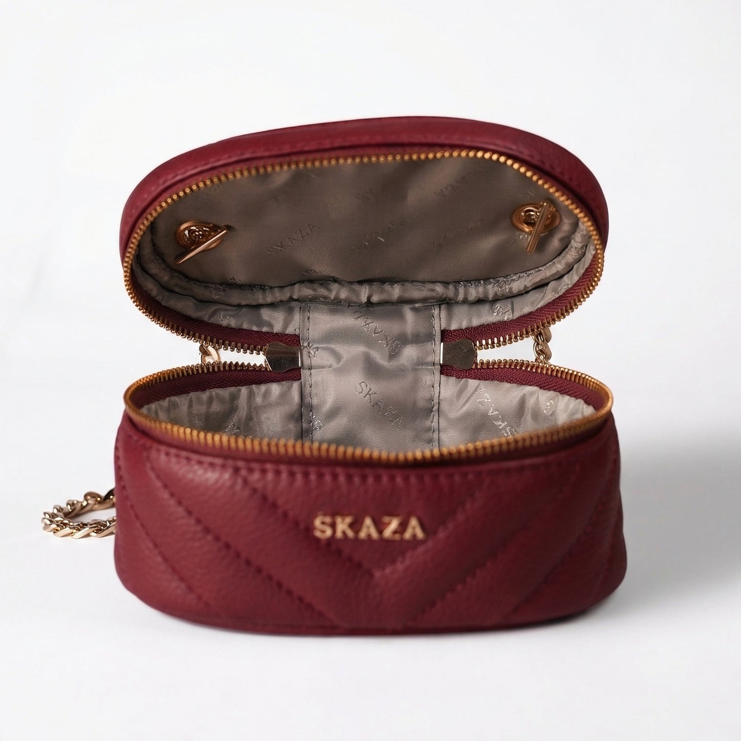 Skaza Wine Quilted Mini Shoulder Bag