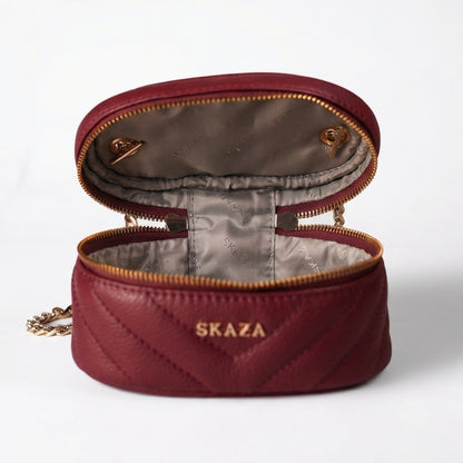 Skaza Wine Quilted Mini Shoulder Bag