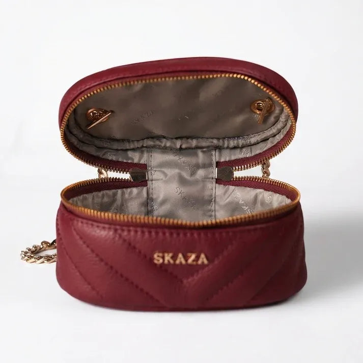 Skaza Wine Quilted Mini Shoulder Bag
