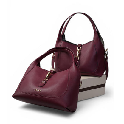 Skaza Wine Leather Top-Handle Bag