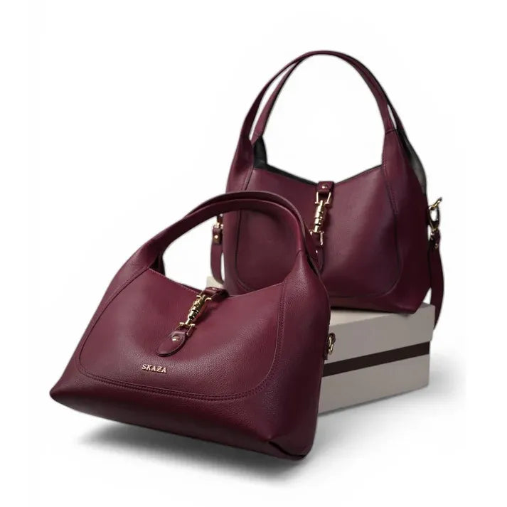 Skaza Wine Leather Top-Handle Bag