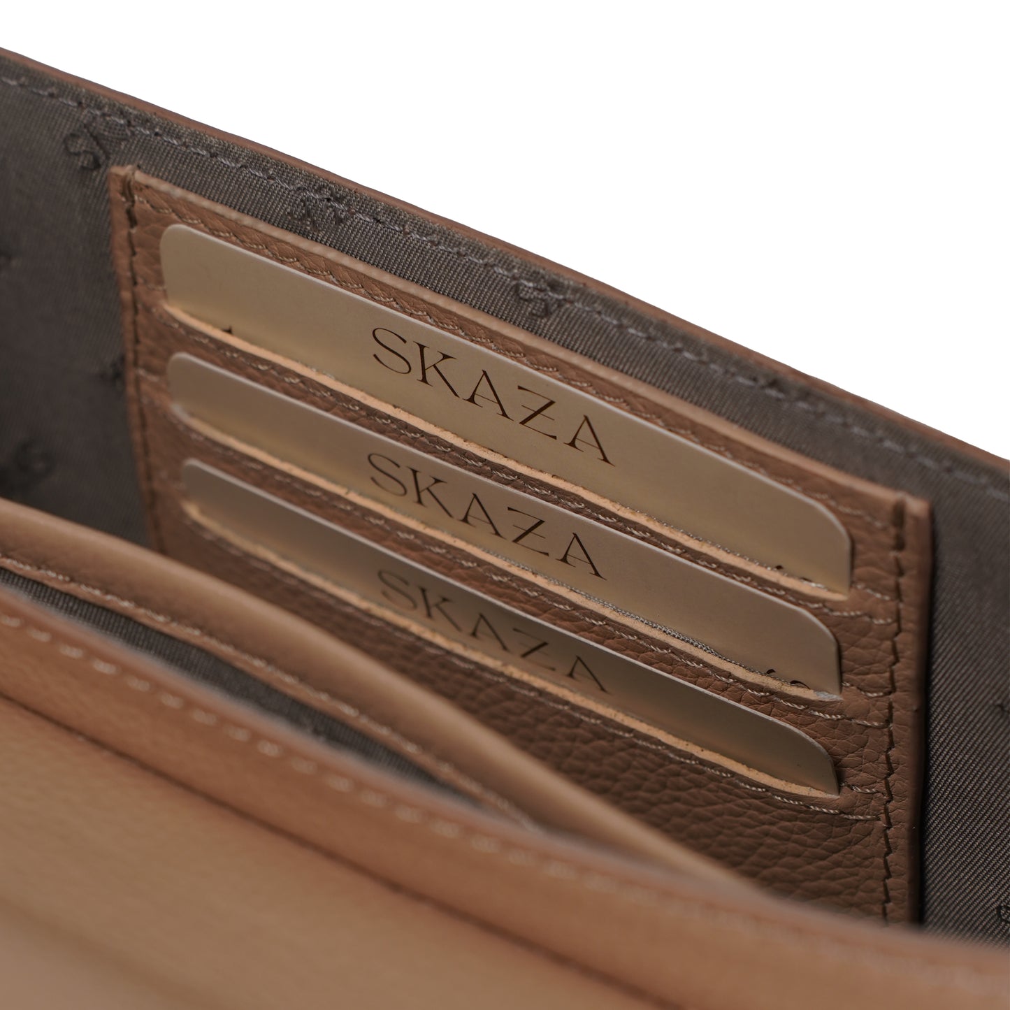 Skaza Beige Structured Leather Top-Handle Bag
