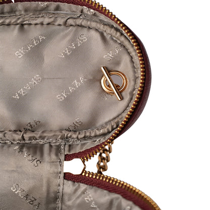 Skaza Wine Quilted Mini Shoulder Bag