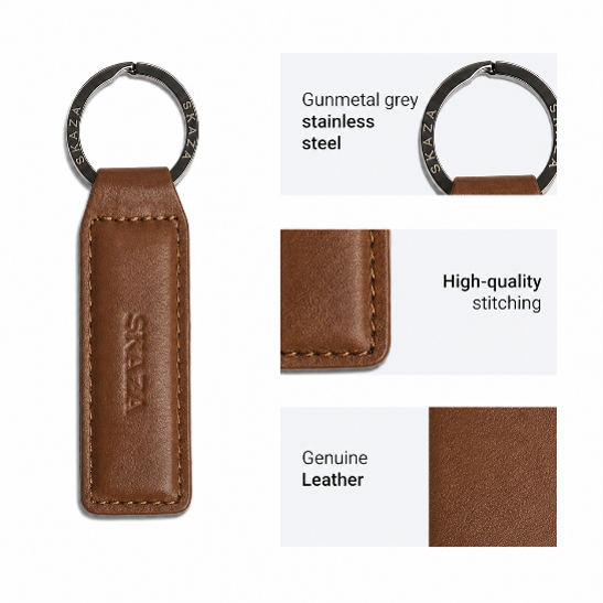 Skaza Signature Tan Leather Keychain