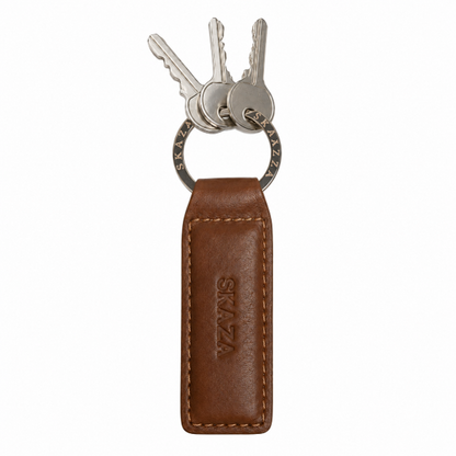 Skaza Signature Tan Leather Keychain