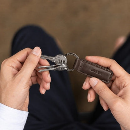 Skaza Signature Brown Leather Keychain