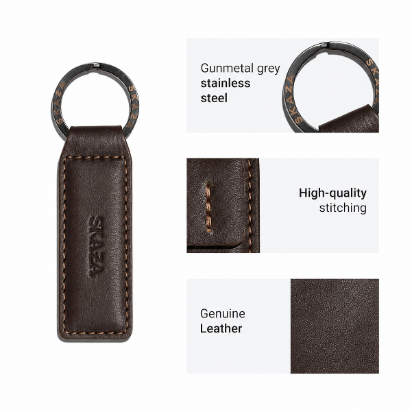Skaza Signature Brown Leather Keychain