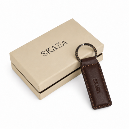 Skaza Signature Brown Leather Keychain